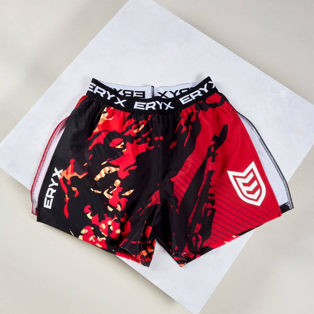 Eryx Red Carbon High Split Shorts
