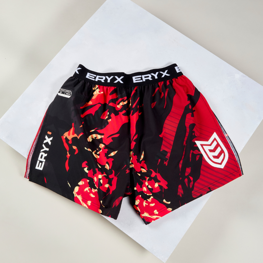 Eryx Red Carbon High Split Shorts