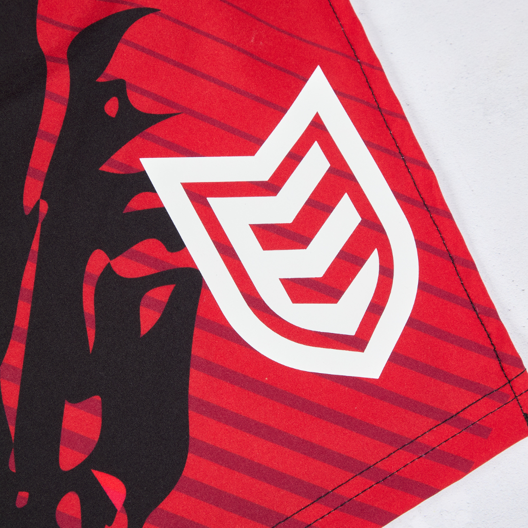 Eryx Red Carbon High Split Shorts