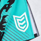 Eryx Teal Carbon High Split Shorts