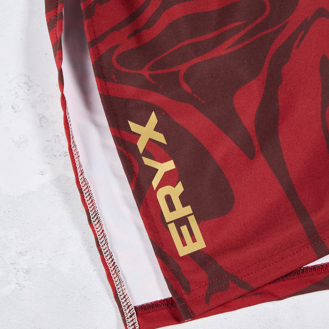 Eryx Red Marble High Split Shorts