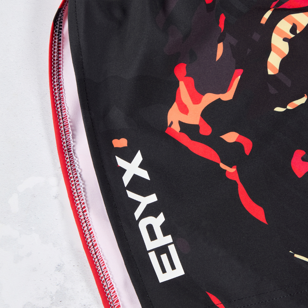 Eryx Red Carbon High Split Shorts