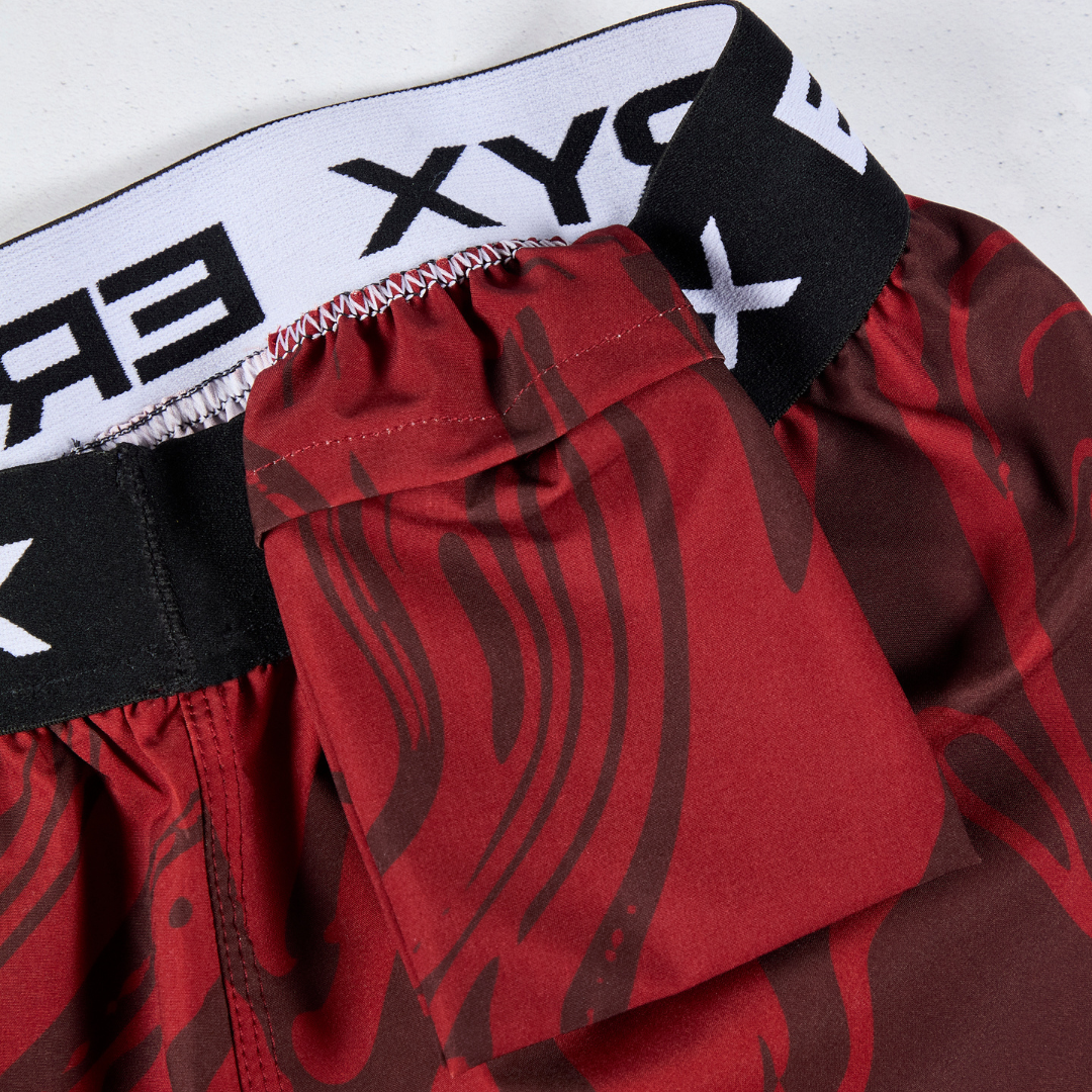 Eryx Red Marble High Split Shorts