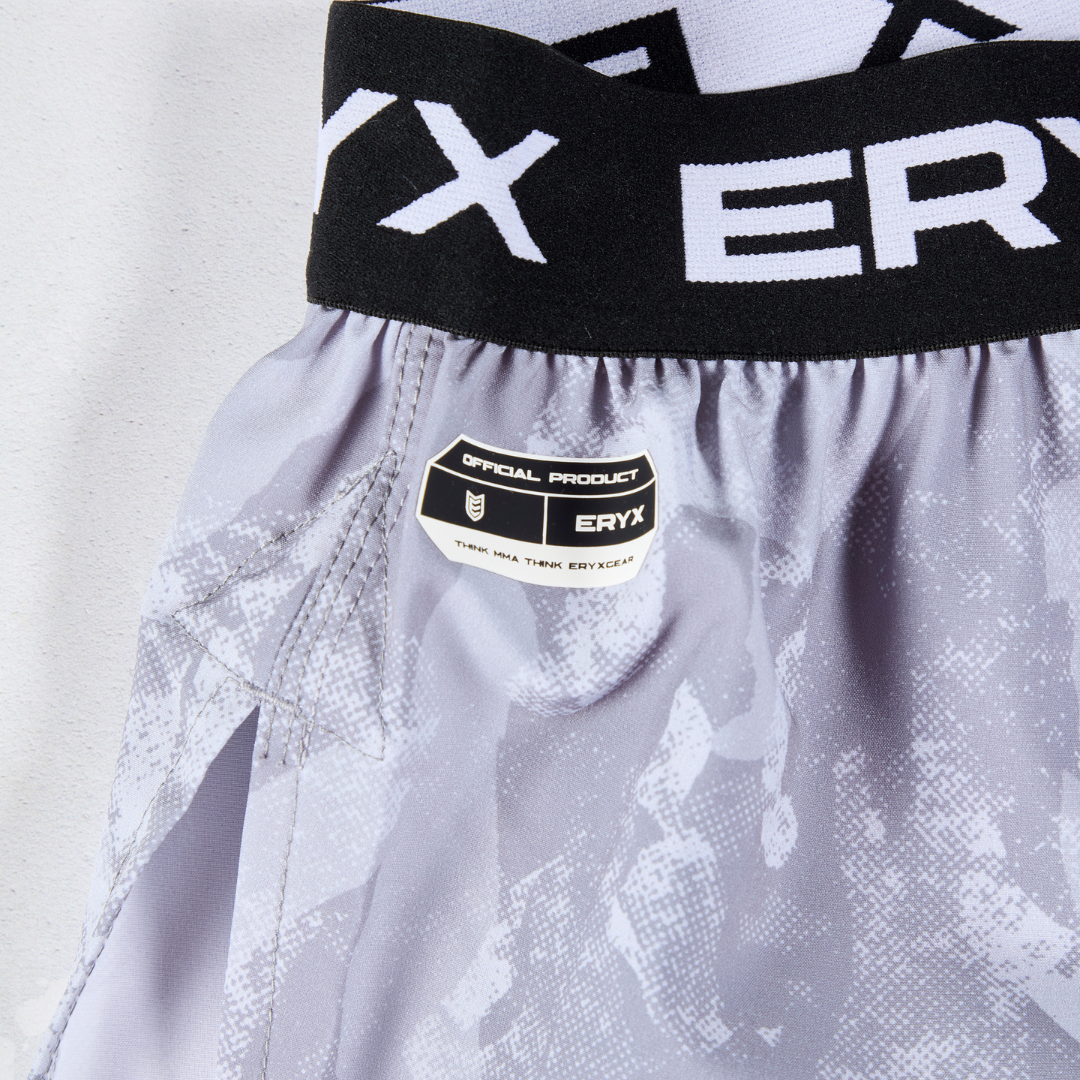 Eryx Grey Camo High Split Shorts