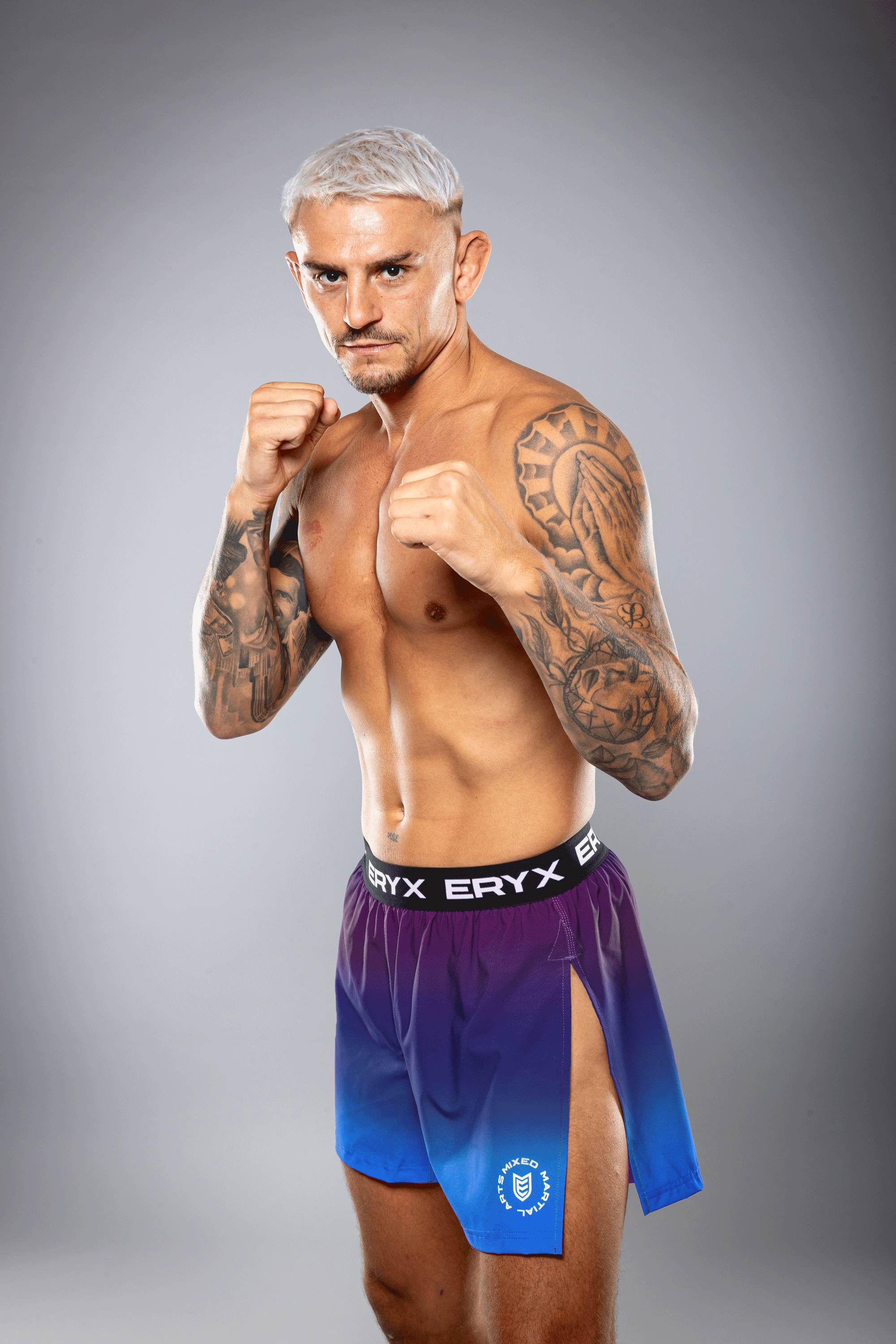Eryx Blue Gradient High Split MMA Shorts