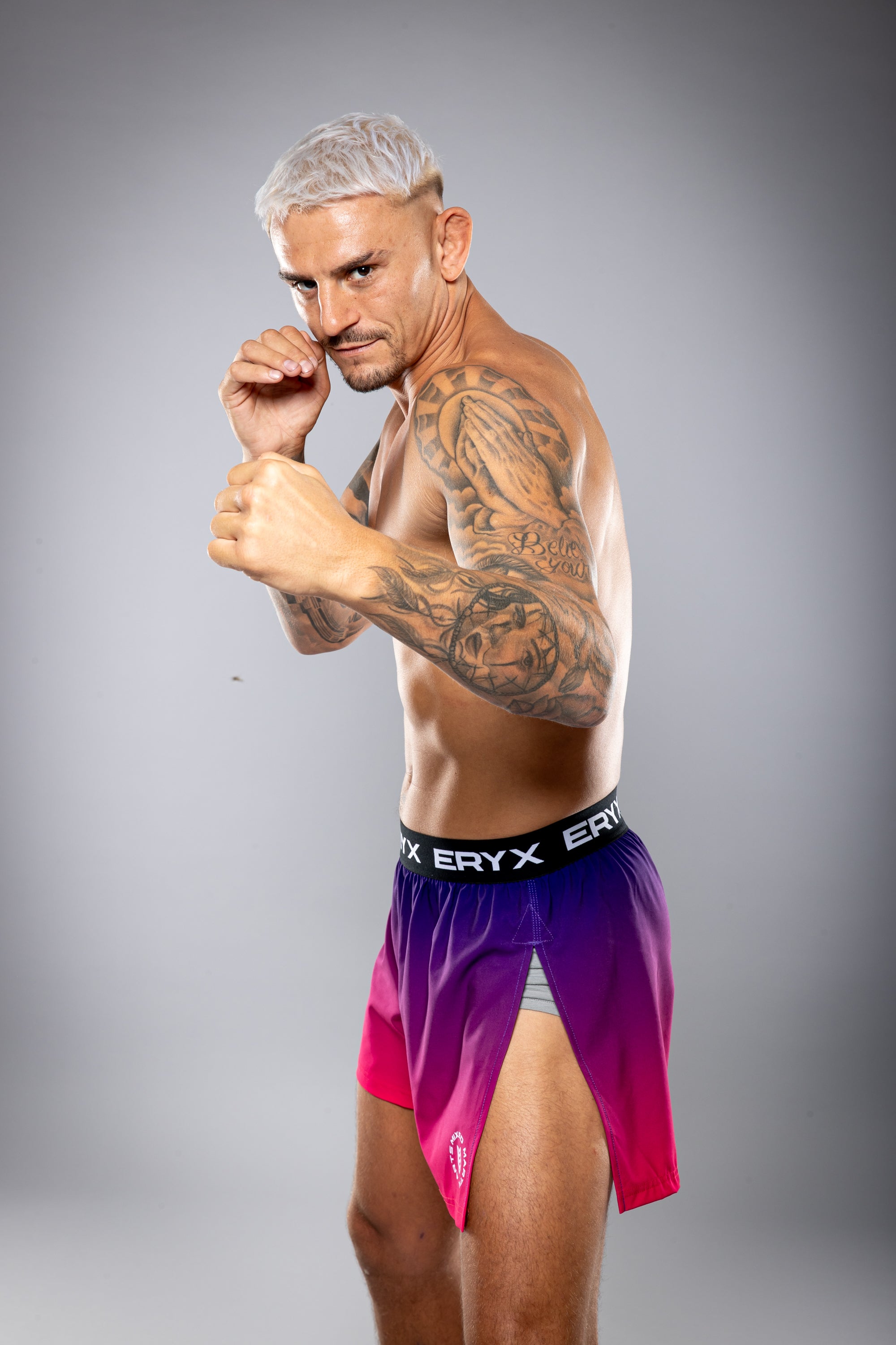 Eryx Pink Gradient High Split MMA Shorts