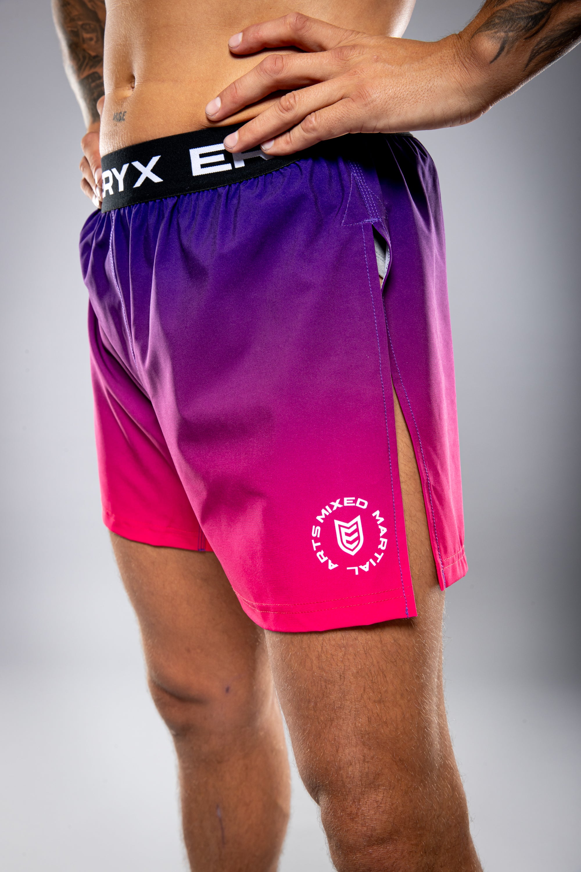 Eryx Pink Gradient High Split MMA Shorts