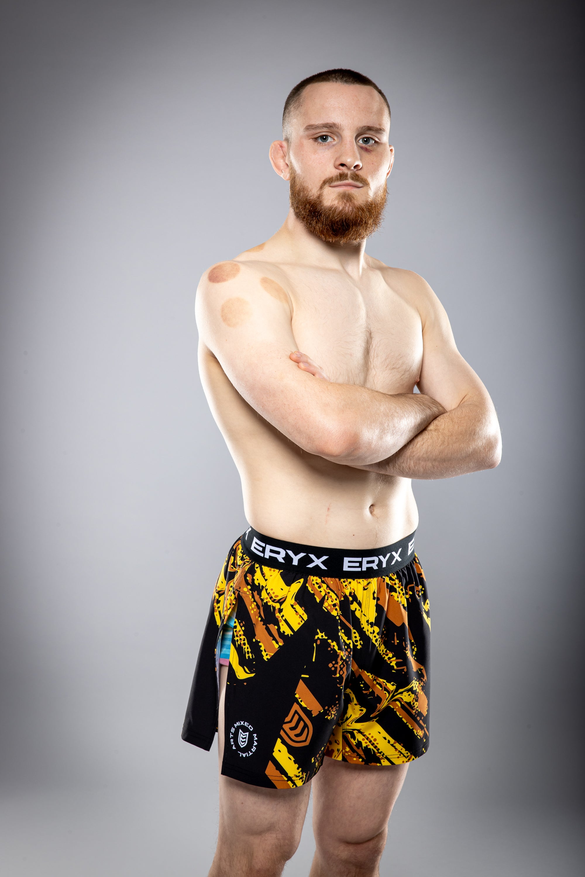 Eryx Yellow Flatline High Split MMA Shorts