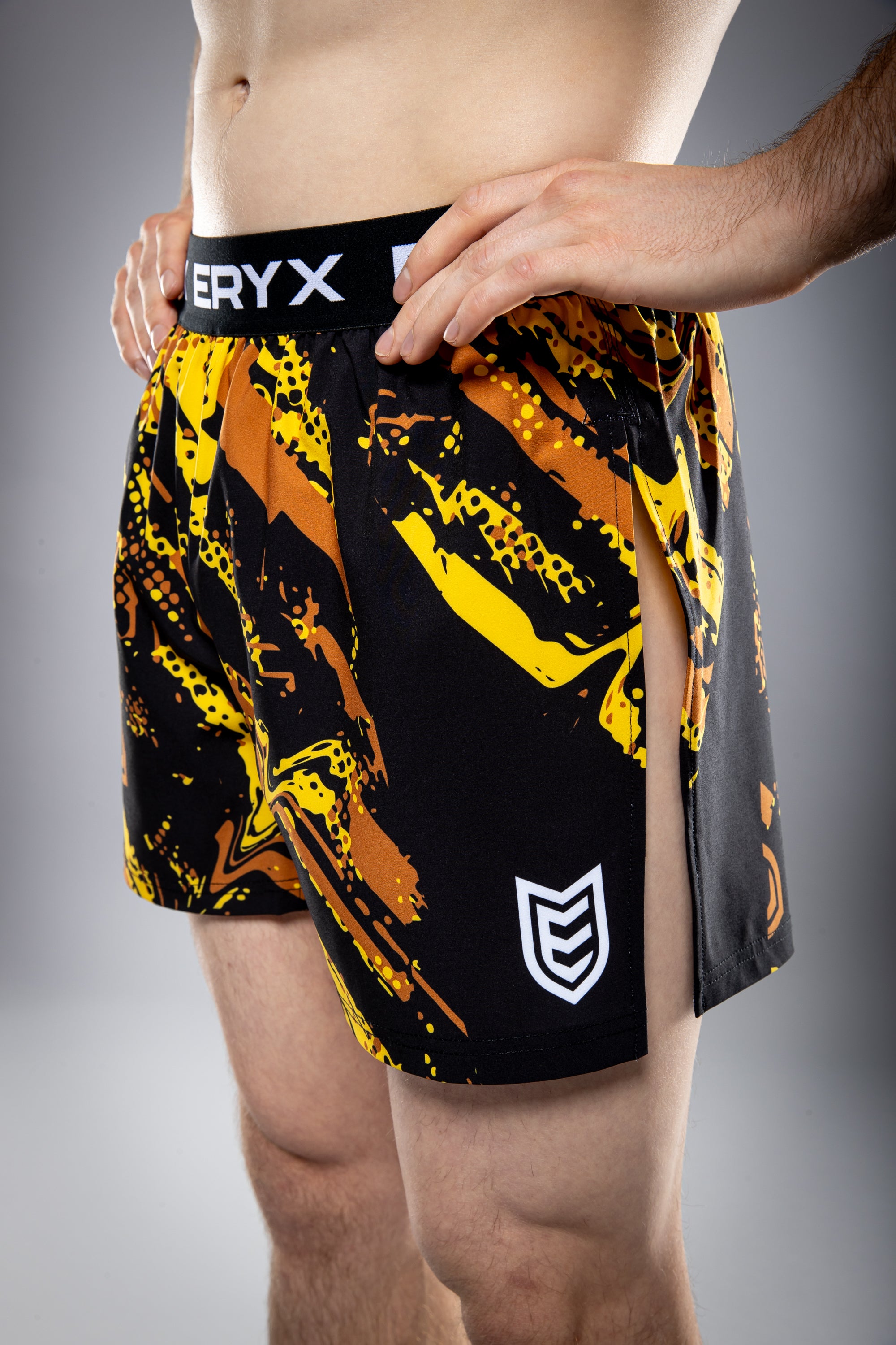 Eryx Yellow Flatline High Split MMA Shorts