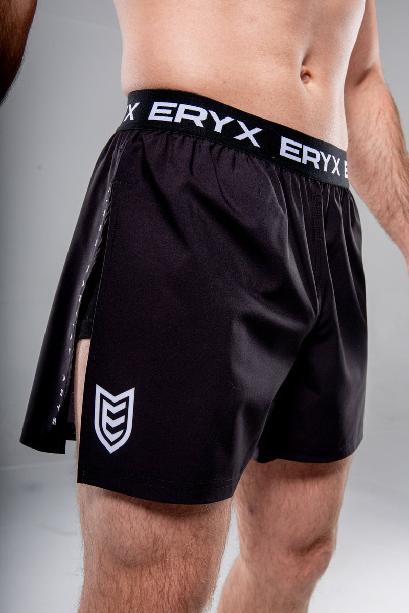 Eryx Black Essential High Split MMA Shorts - Eryxgear