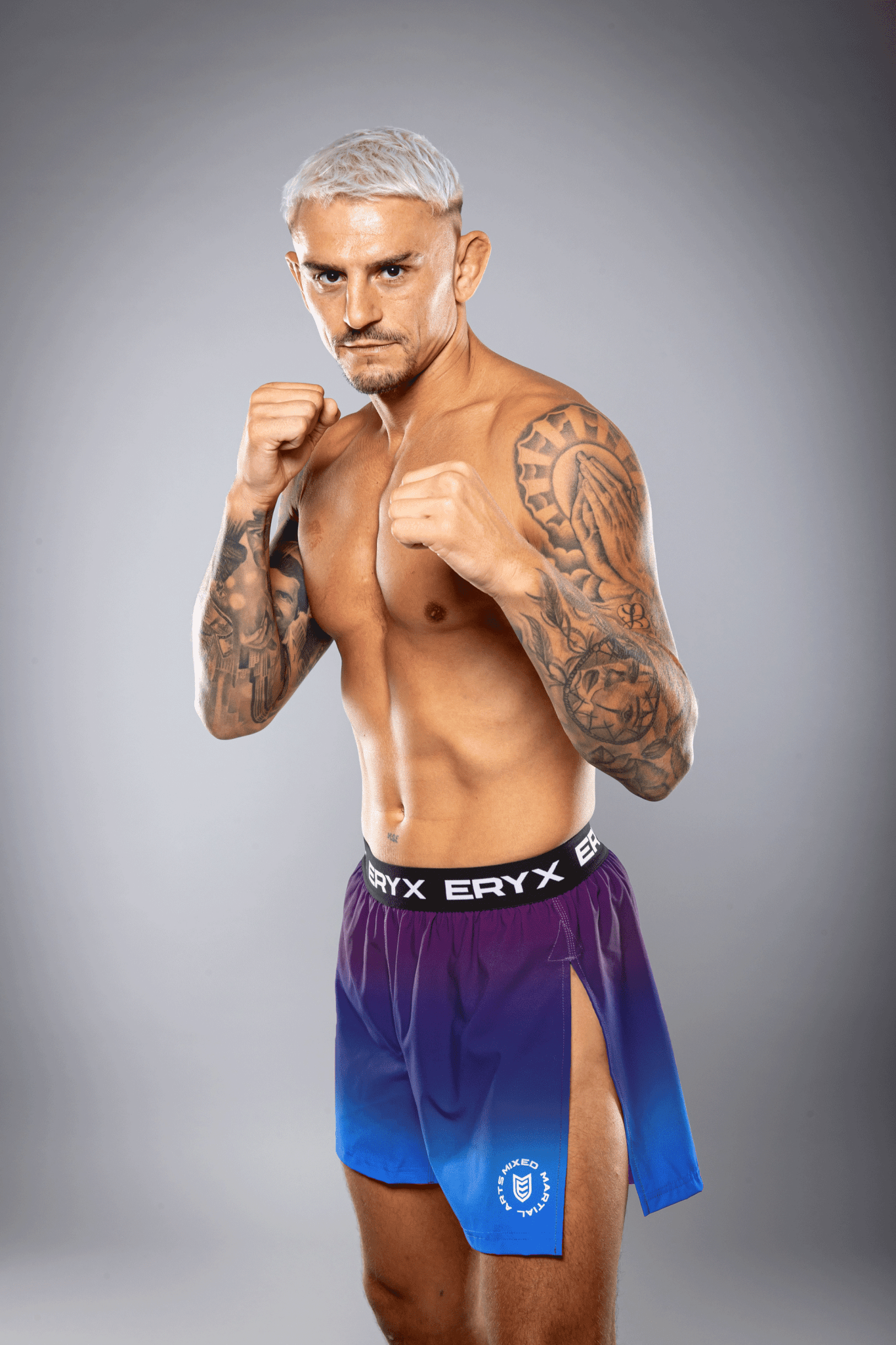 Eryx Blue Gradient High Split MMA Shorts - Eryxgear