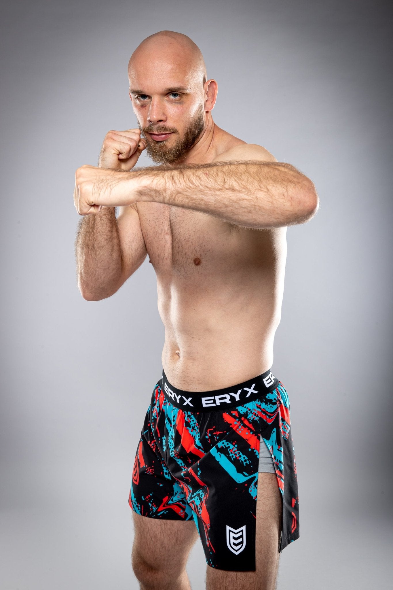 Eryx Blue/Red Flatline High Split MMA Shorts - Eryxgear