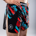 Eryx Blue/Red Flatline High Split MMA Shorts - Eryxgear