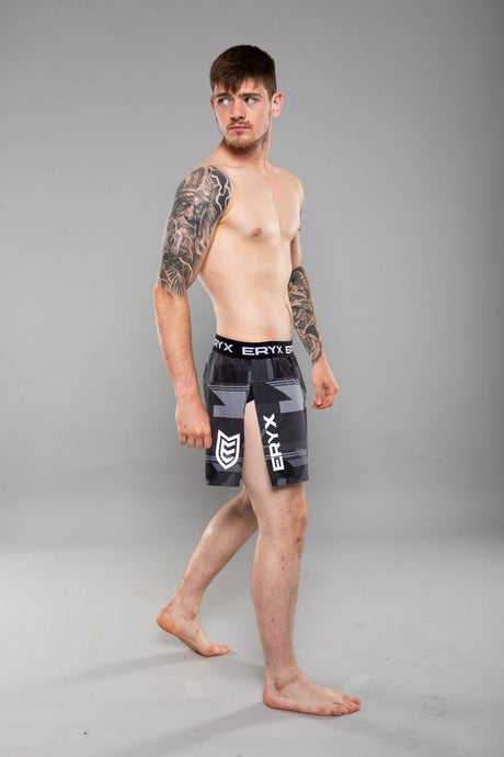 Eryx Glitch High Split MMA Shorts Black - Eryxgear