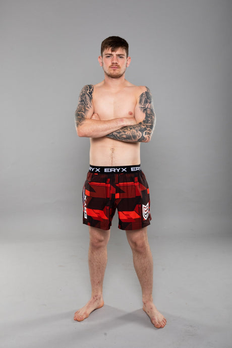Eryx Glitch High Split MMA Shorts Red - Eryxgear