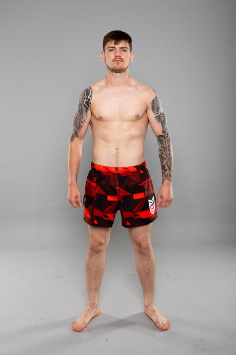Eryx Glitch Hybrid MMA Shorts Red - Eryxgear