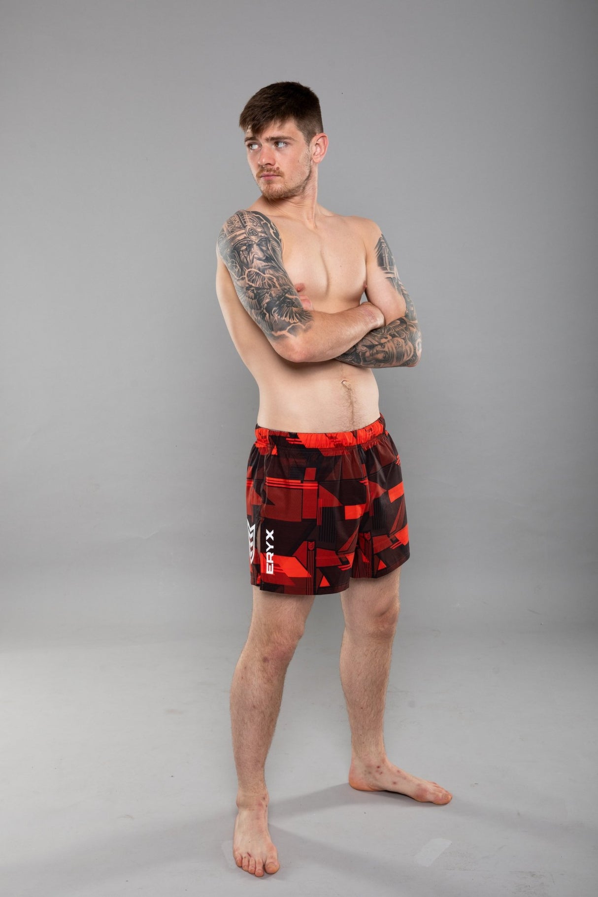 Eryx Glitch Hybrid MMA Shorts Red - Eryxgear