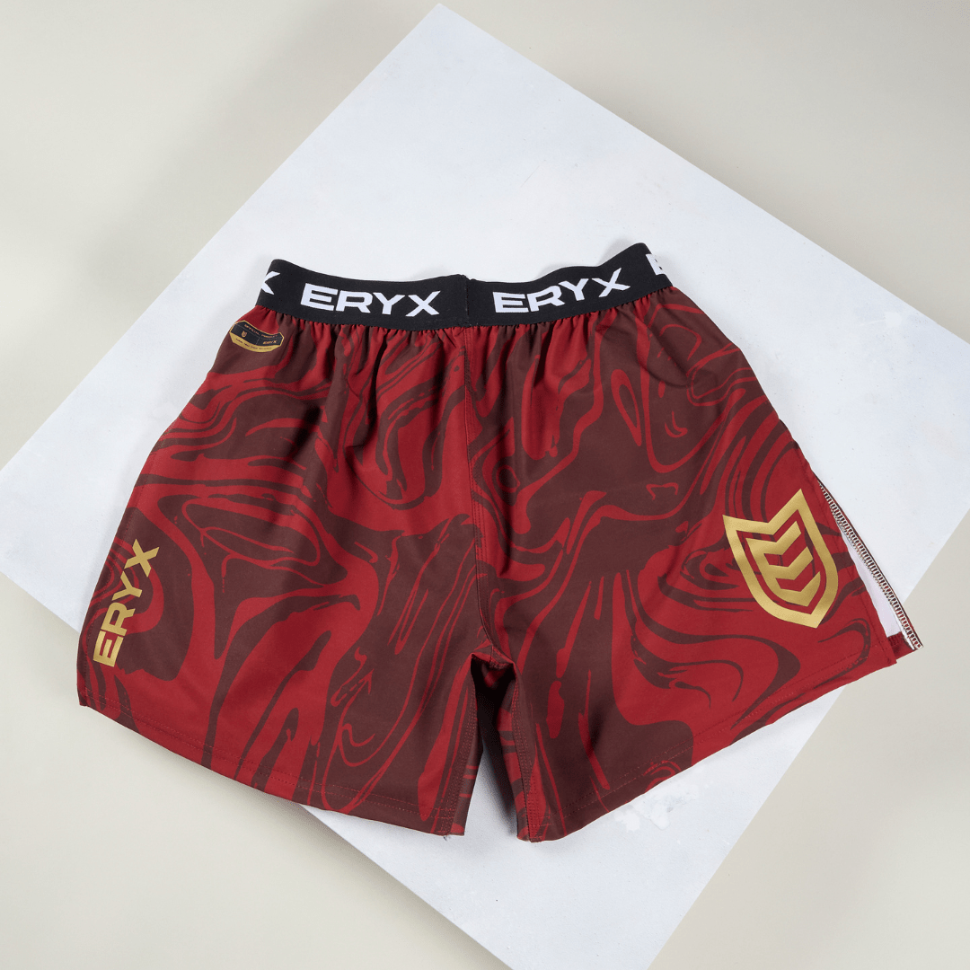 Eryx Red Marble High Split Shorts - Eryxgear