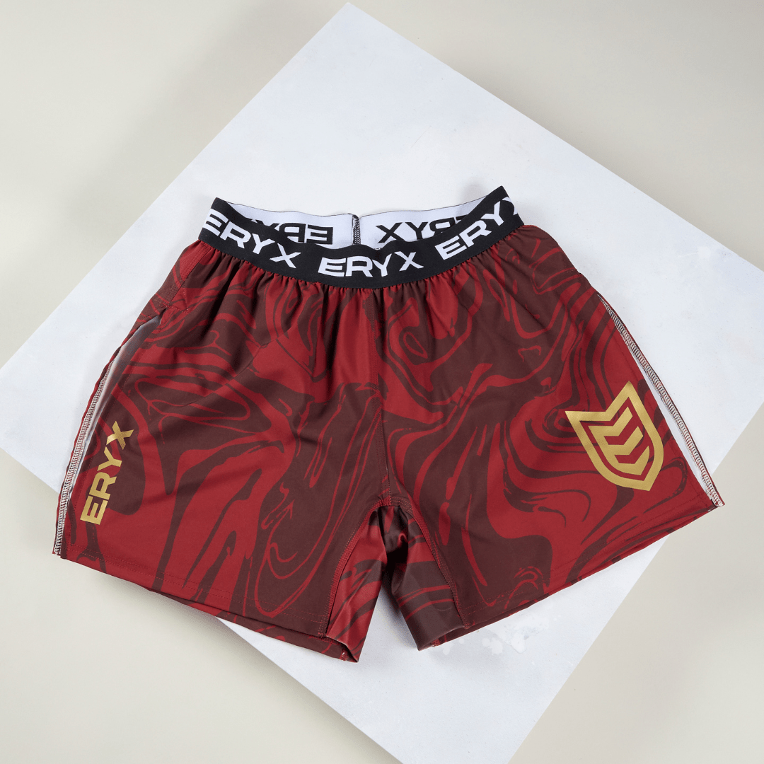 Eryx Red Marble High Split Shorts - Eryxgear