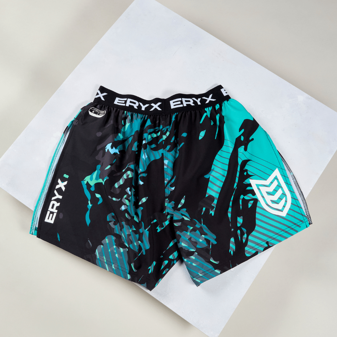 Eryx Teal Carbon High Split Shorts - Eryxgear