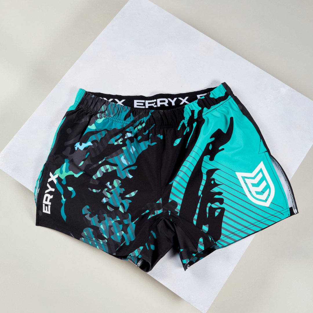 Eryx Teal Carbon MMA Shorts - Eryxgear