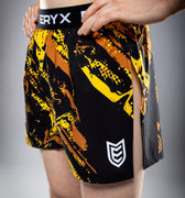 Eryx Yellow Flatline High Split MMA Shorts - Eryxgear