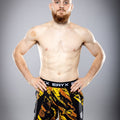 Eryx Yellow Flatline High Split MMA Shorts - Eryxgear